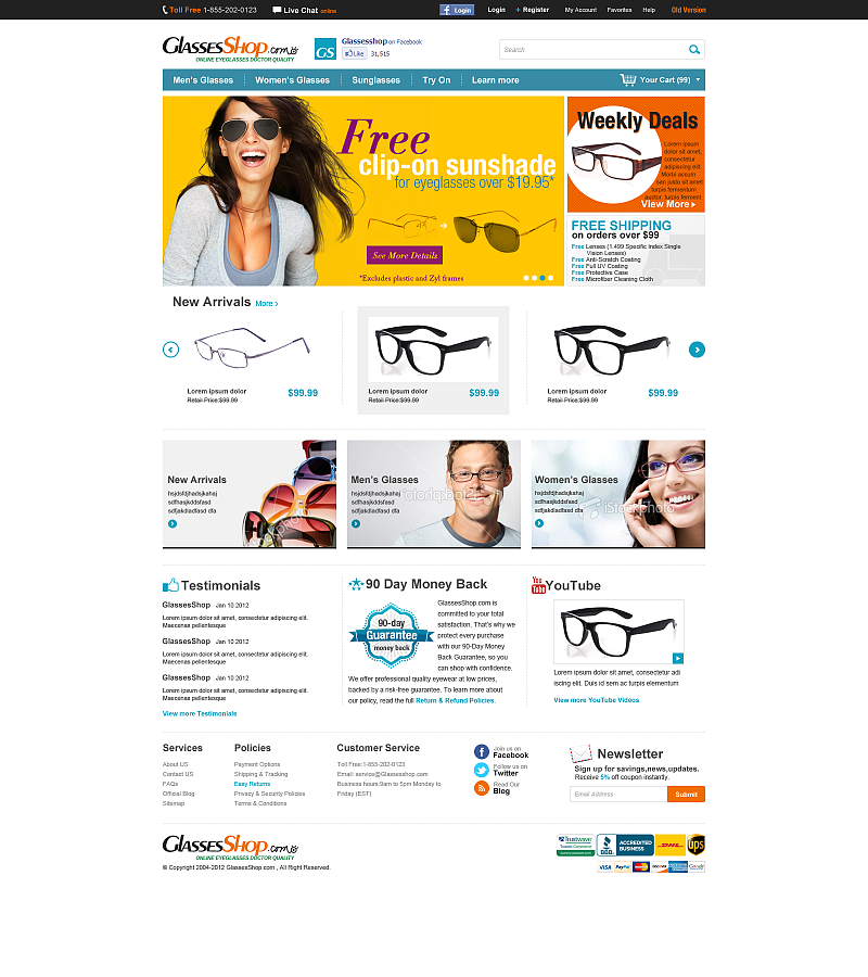 欧美眼镜销售电子商务网站改版设计